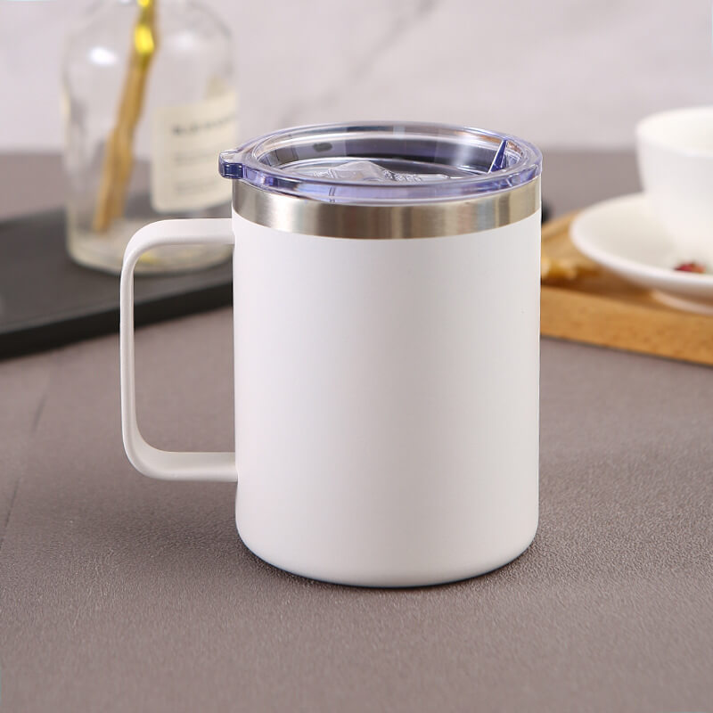Premium 14oz vacuum coffee mug in white color