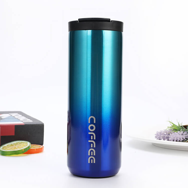 Gradient blue 13oz or 18oz Straight Thermos Coffee Cup